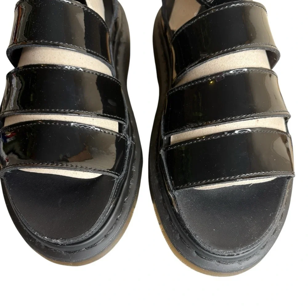 Dr Martens Women sz 7 Black Clarissa II Patent Leather Strap Sandals New in Box - Picture 4 of 14